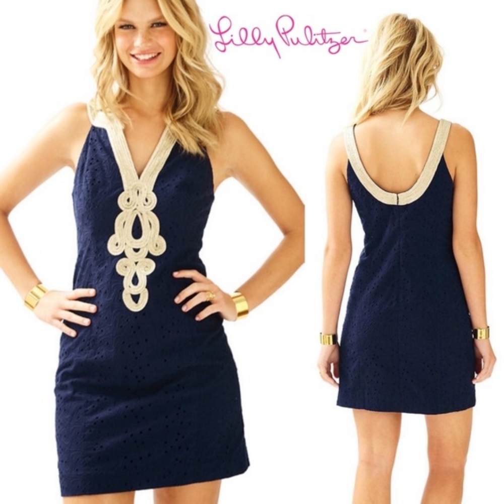Lilly Pulitzer Emery Shift Starfish Eyelet Dress
